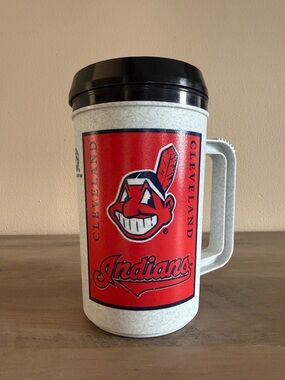 Vintage Cleveland Indians Red Travel Mug with Handle